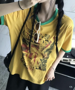 半袖Tシャツ バイカラー半袖Tシャツ DARK YELLOW