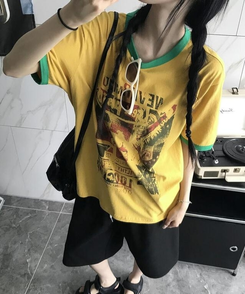 半袖Tシャツ バイカラー半袖Tシャツ DARK YELLOW