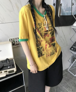 半袖Tシャツ バイカラー半袖Tシャツ DARK YELLOW