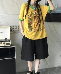 半袖Tシャツ バイカラー半袖Tシャツ DARK YELLOW
