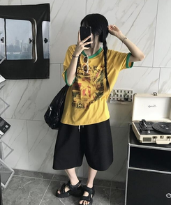 半袖Tシャツ バイカラー半袖Tシャツ DARK YELLOW