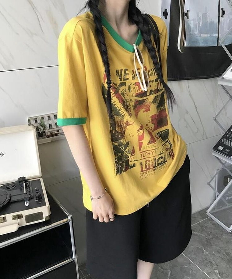 バイカラー半袖Tシャツ DARK YELLOW