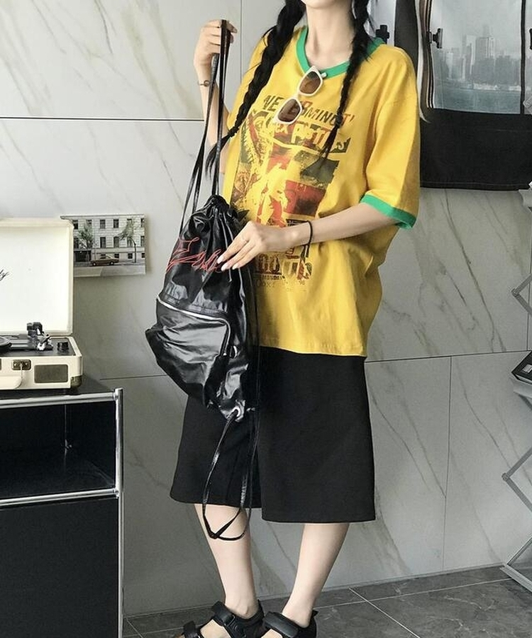 バイカラー半袖Tシャツ DARK YELLOW