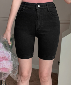 ショートパンツ バイカーパンツ BLACK DENIM