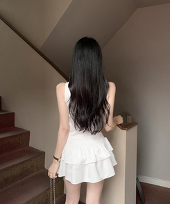 ミニスカート ティアードミニスカート IVORY