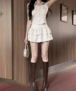 ミニスカート ティアードミニスカート BEIGE