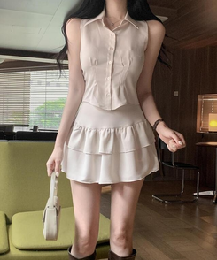 ミニスカート ティアードミニスカート BEIGE