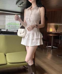 ミニスカート ティアードミニスカート BEIGE