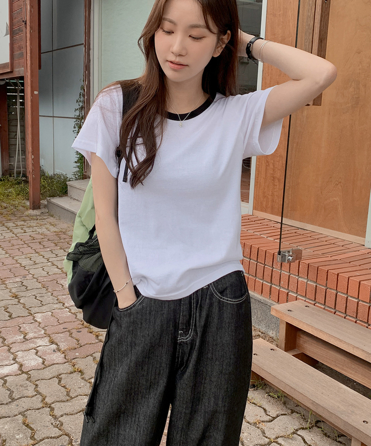 リンガーバイカラー半袖Tシャツ｜半袖Tシャツ｜韓国ファッション通販 SONA