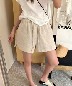 ショートパンツ リネンサマーバンディングハーフパンツ OATMEAL