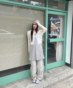 カーディガン シースルーボタンクロップカーディガン IVORY