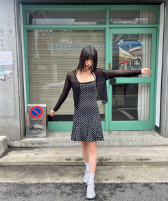 カーディガン シースルーボタンクロップカーディガン BLACK