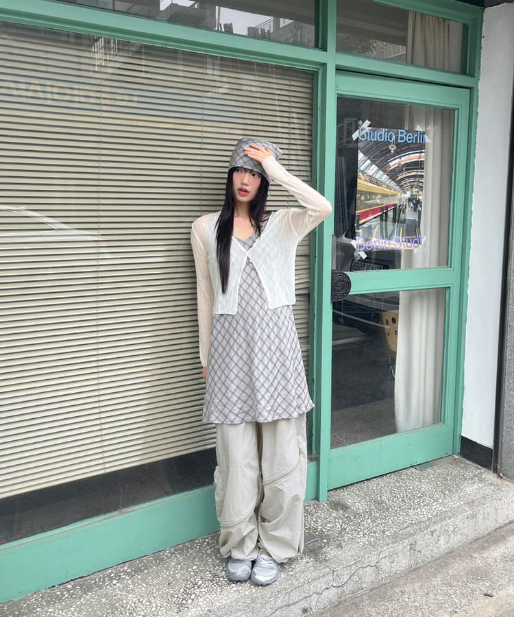 シースルーボタンクロップカーディガン IVORY