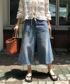 デニム デニムカプリバミューダパンツ MEDIUM BLUE