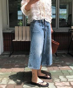 デニム デニムカプリバミューダパンツ MEDIUM BLUE