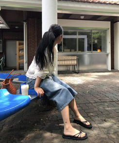 デニム デニムカプリバミューダパンツ MEDIUM BLUE