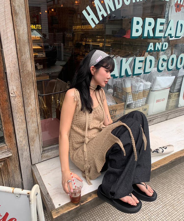 【マフラー付き】ボヘミアンワンピース BEIGE