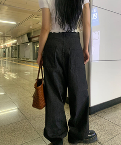 デニム ストライプデニムパンツ BLUE