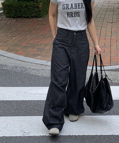 デニム ストライプデニムパンツ BLUE