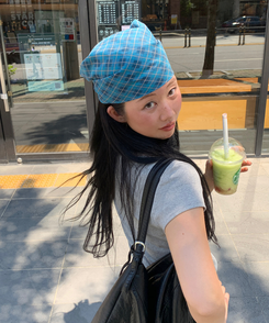 ファッション雑貨 チェックバンダナスカーフ BLUE