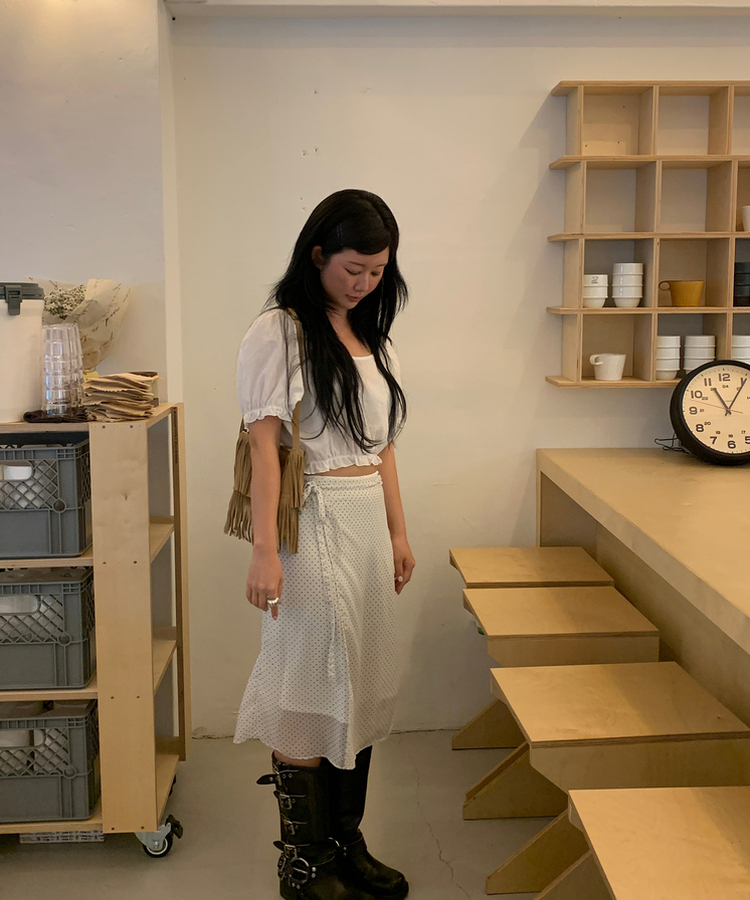 レイヤードドットスカート IVORY