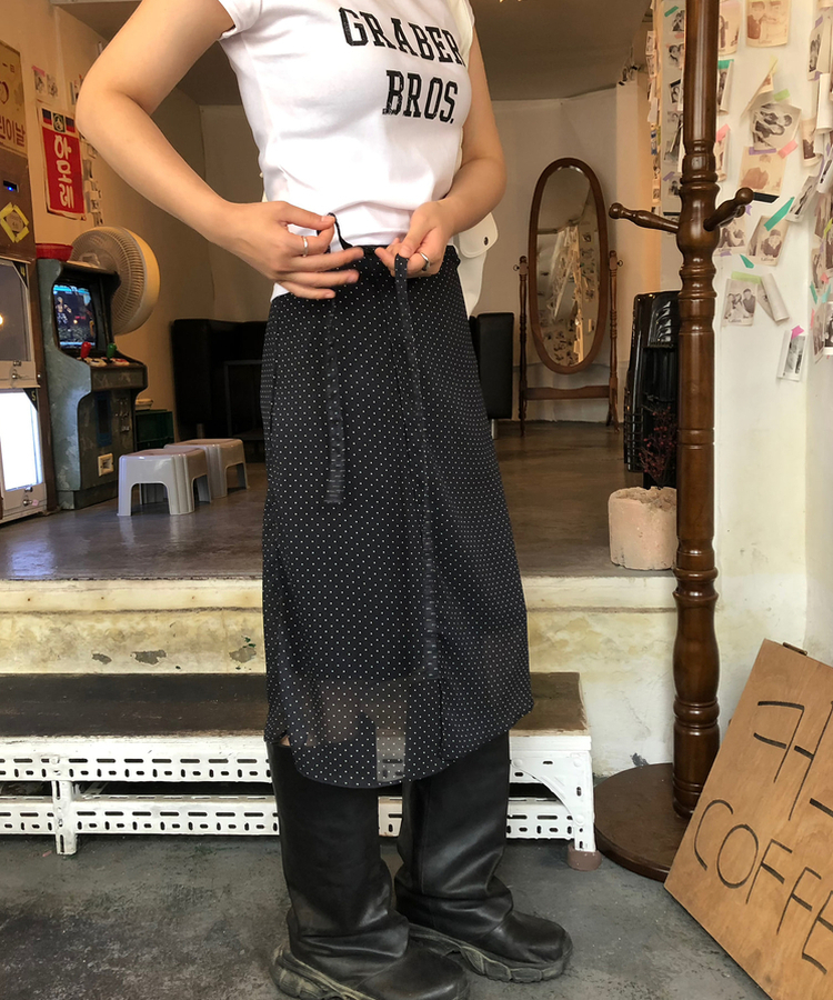 レイヤードドットスカート BLACK