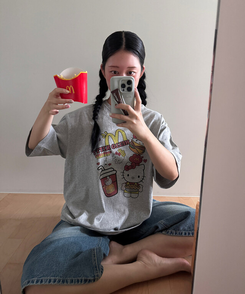 半袖Tシャツ キティージップ半袖Tシャツ GRAY