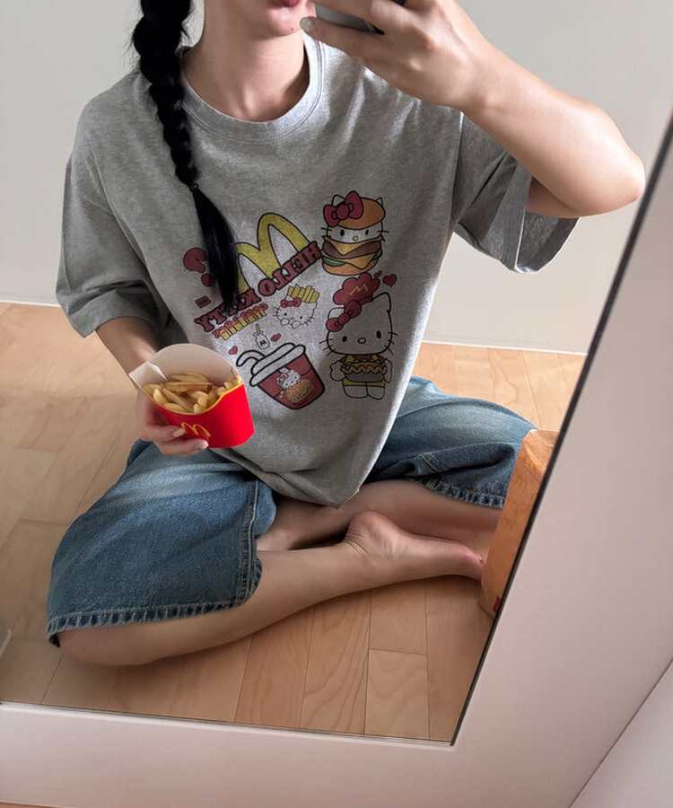 キティージップ半袖Tシャツ GRAY