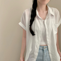 シャツ クールロールアップ半袖シャツ(6color) WHITE