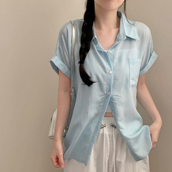 シャツ クールロールアップ半袖シャツ(6color) SKY BLUE