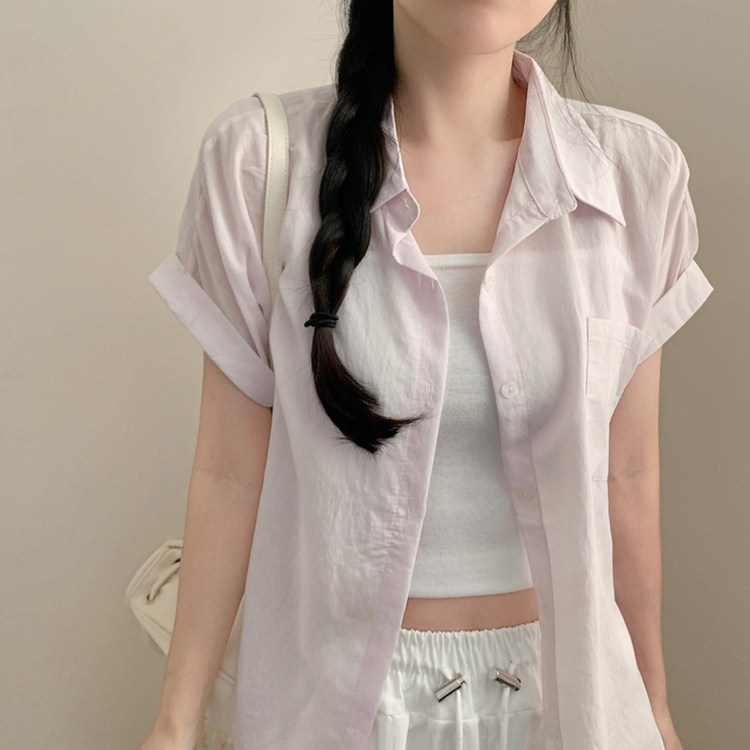 クールロールアップ半袖シャツ(6color) LIGHT PINK