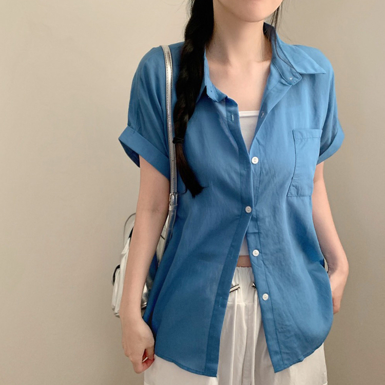 クールロールアップ半袖シャツ(6color) DEEP BLUE