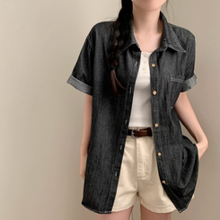 シャツ サマーデニム半袖シャツ BLACK DENIM