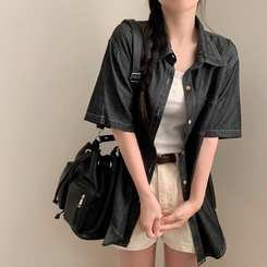 シャツ サマーデニム半袖シャツ BLACK DENIM