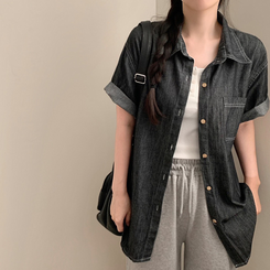 シャツ サマーデニム半袖シャツ DEEP DENIM