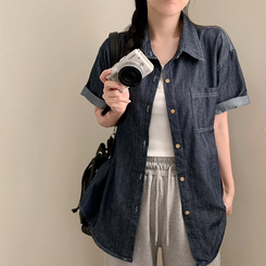 シャツ サマーデニム半袖シャツ DEEP DENIM
