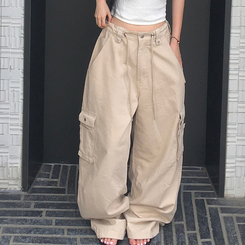 コットンパンツ カーゴロングワイドパンツ BEIGE
