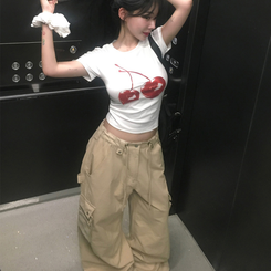 コットンパンツ カーゴロングワイドパンツ BEIGE