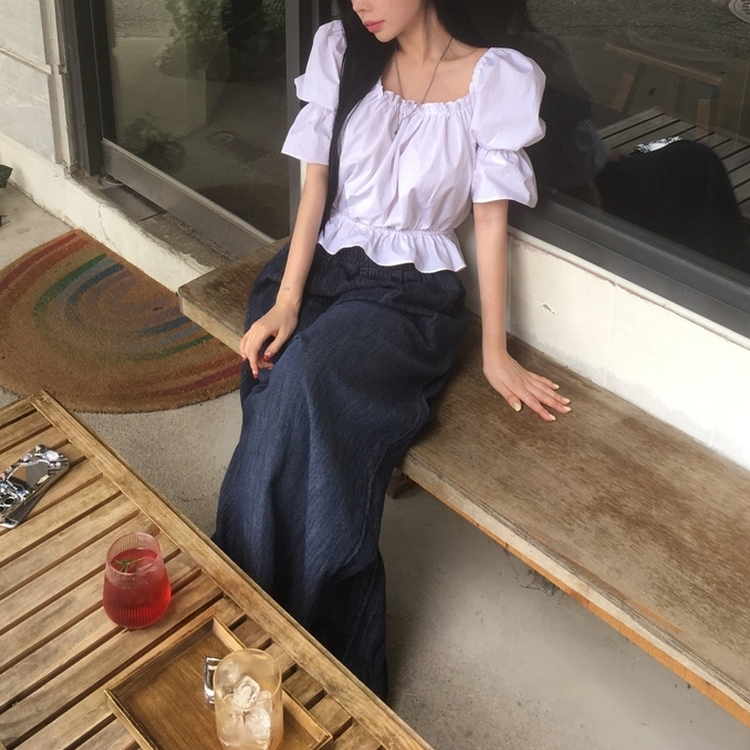 セミクロップバックスリットブラウス IVORY