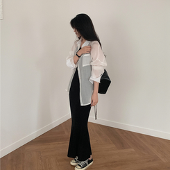 【カップ付き】スパンホルターバックレスロングワンピース BLACK