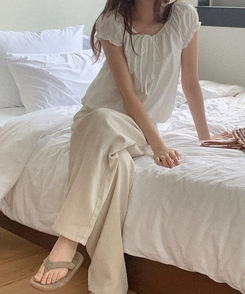 ブラウス リボンバルーンブラウス IVORY