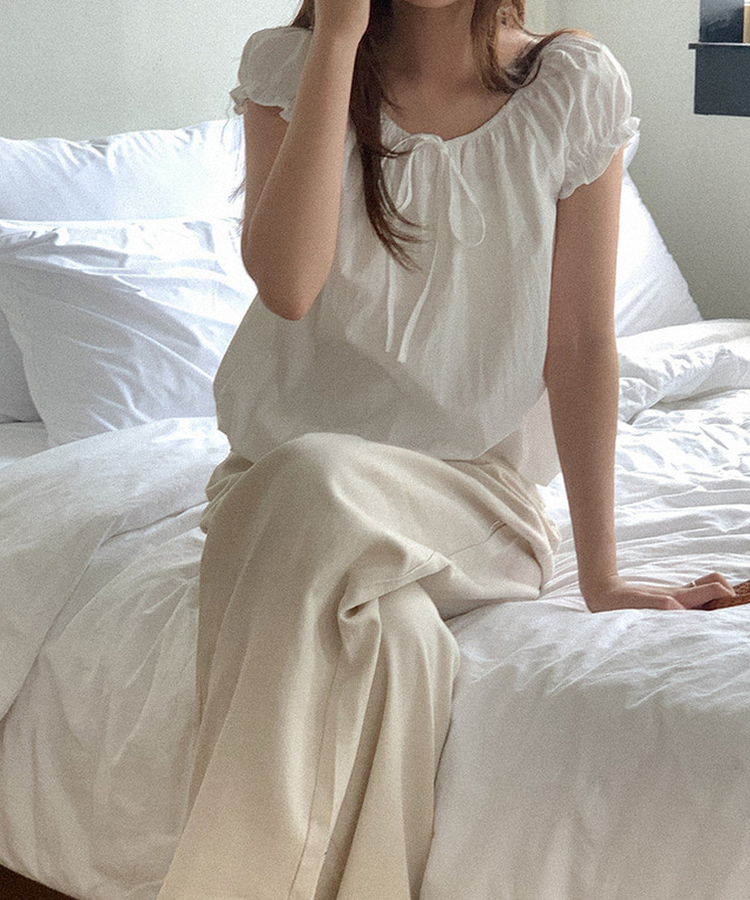 リボンバルーンブラウス IVORY