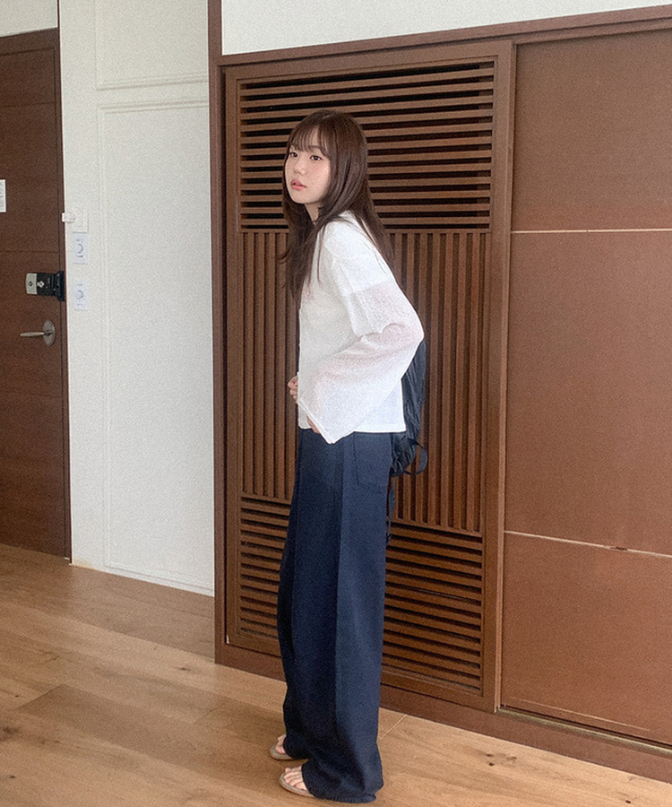 コットンパンツ チェイロワイドコットンパンツ NAVY