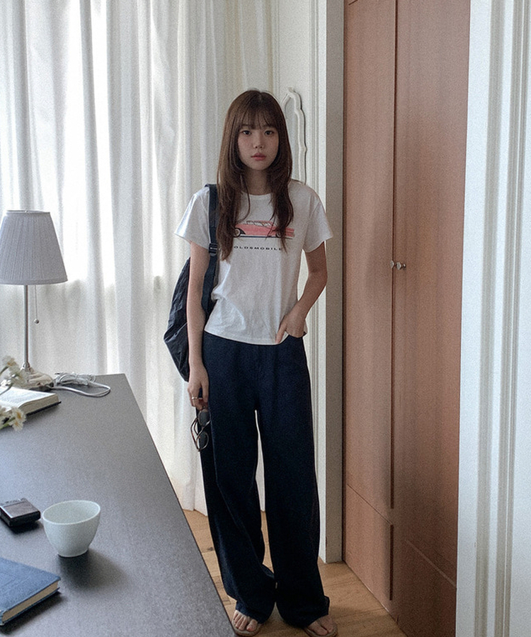 チェイロワイドコットンパンツ NAVY