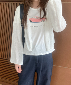 カーディガン リンガVネッククロップニットカーディガン IVORY