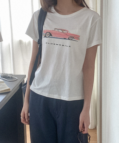 半袖Tシャツ コットンプリンティング半袖Tシャツ IVORY