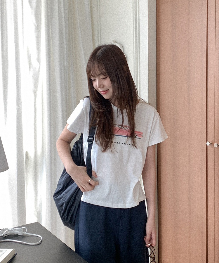コットンプリンティング半袖Tシャツ IVORY