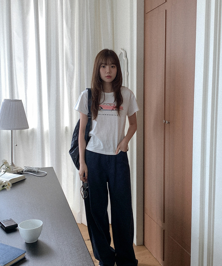コットンプリンティング半袖Tシャツ IVORY