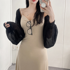 ロングワンピース ロングノースリーブフレアワンピース BEIGE