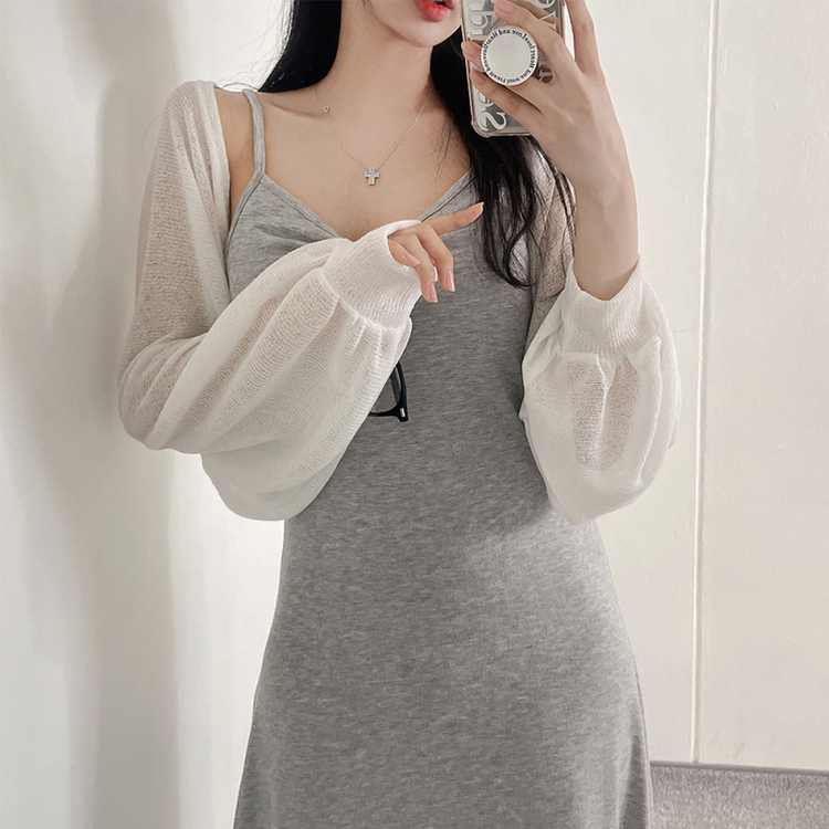 ロングノースリーブフレアワンピース GRAY